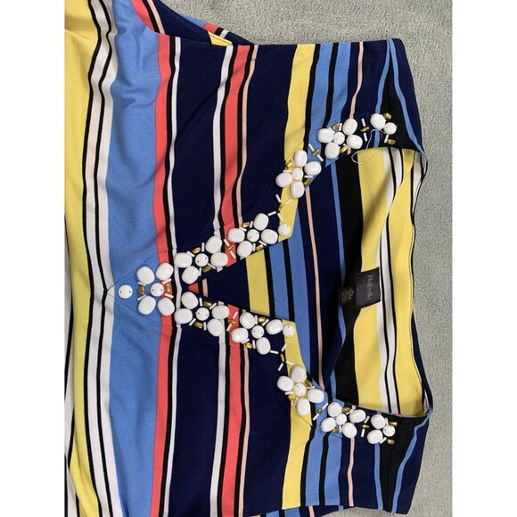 Rafaella XL Multicolor Striped Sleeveless Dress With Beaded Neckline - Picture 7 of 8